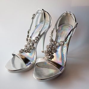 Silver crystal high heels 5 inch